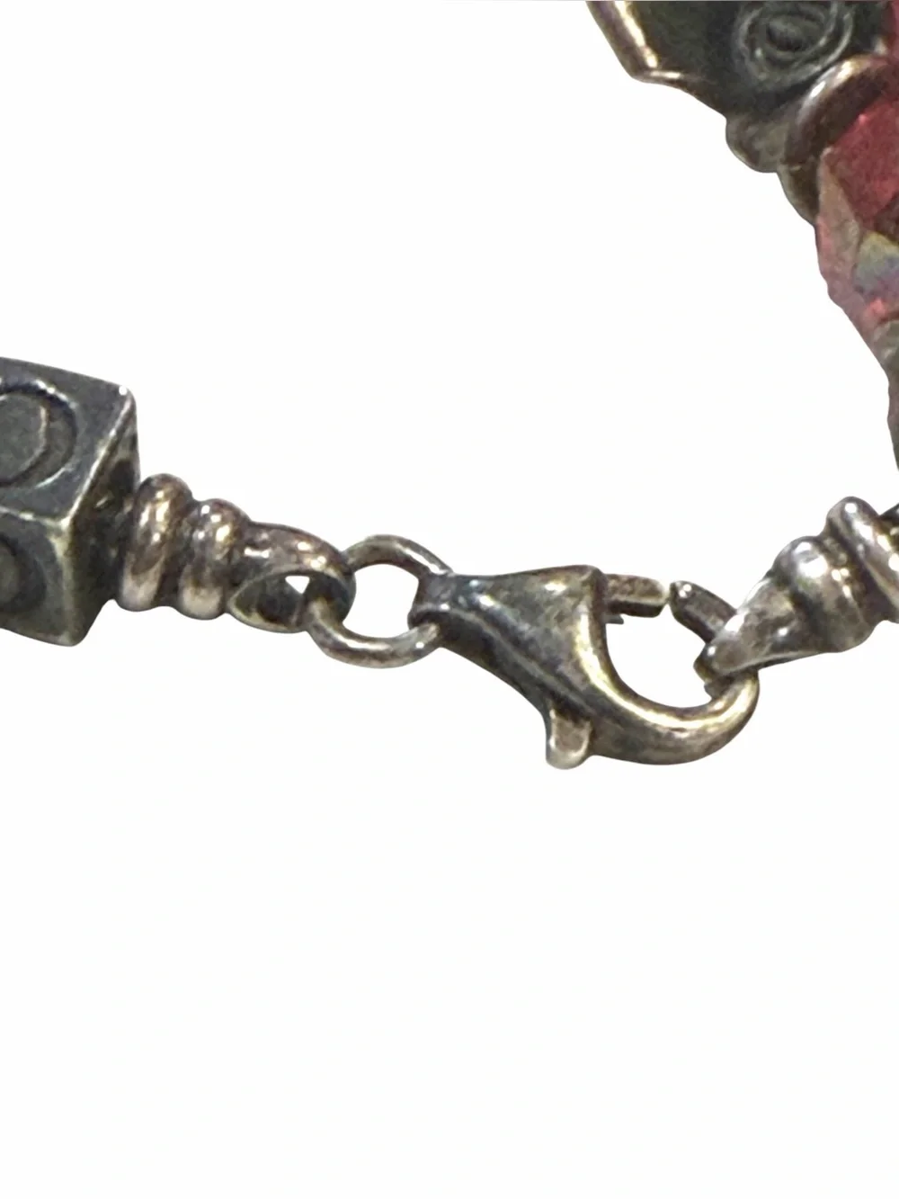 Authentic Vintage Pandora Sterling Silver 18-Bead Bracelet Alphabet C Cube Rose